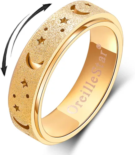 Vista 13 de Anillo de ansiedad OreilleStar para mujer, anillo de dedo de acero inoxidable, juguetes de dedo para adultos, anillos giratorios para el pulgar 2