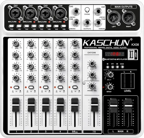 Vista 10 de Mezclador de audio DJ de 4 canales, tablero de sonido Bluetooth