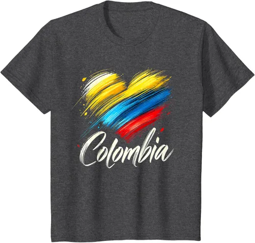 Vista 33 de Camiseta de orgullo colombiano con corazón de la bandera de Colombia