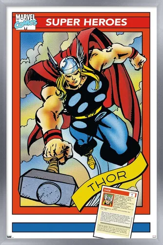 Vista 7 de Trends International Marvel Trading Cards - Póster de pared de Thor, 22.375 x 34 pulgadas, versión premium sin marco
