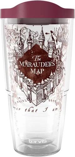 Vista 14 de Vaso térmico Tervis. Vaso de «El Mapa del Merodeador» de Harry Potter, vaso térmico con tapa marrón, 16 onza, Transparente