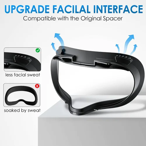 Vista 6 de SUPERUS Correa para la cabeza e interfaz facial (kit 7 en 1) para OculusMeta Quest 2, accesorios de realidad virtual compatibles con Quest 2