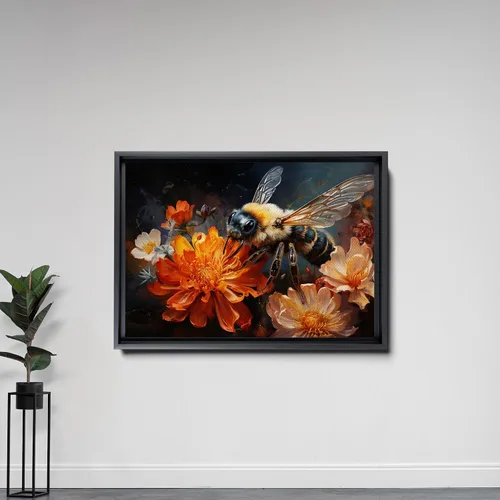 Vista 6 de StoreUSA97 Arte de pared floral de abejorro, impresión mágica en lienzo botánico, ilustración de retrato de abeja encantada, póster de jardín