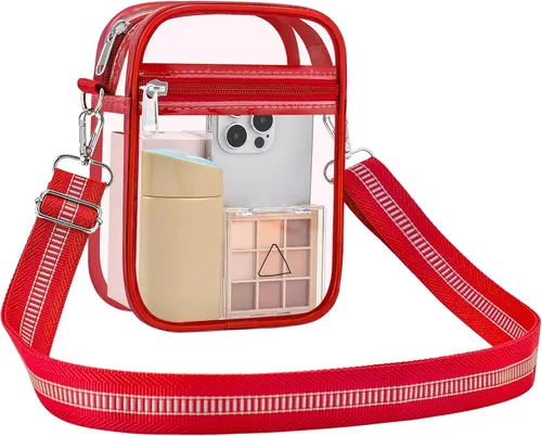 Vista 9 de Bolsa transparente para eventos de estadio, bolso cruzado transparente para hombres y mujeres, bolsa de mensajero para conciertos, festivales