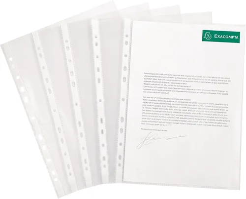 Vista 3 de Exacompta - Ref 5111E - Bolsillos perforados de polipropileno (paquete de 100) - Adecuado para documentos A4, polipropileno de efecto granulado