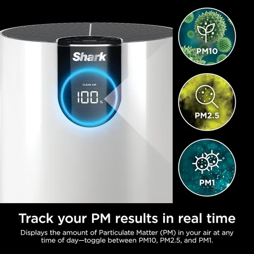 Vista 8 de Shark HP102 - Purificador de aire con Nanoseal HEPA, Cleansense IQ, bloqueo de olor, limpia hasta 500 pies cuadrados, color blanco (renovado)