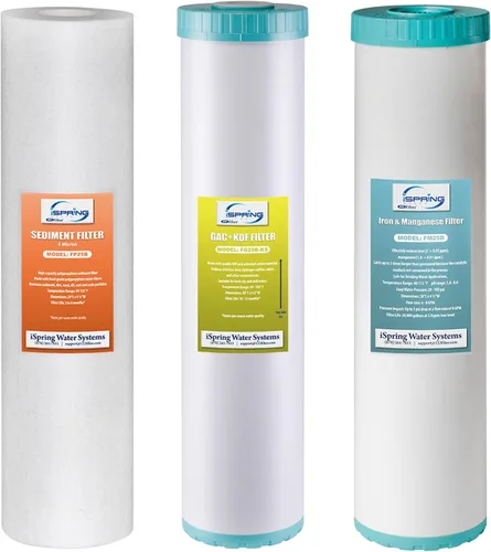 Vista 26 de iSpring F2WGB22B Juego de repuesto de filtro de agua de 2 etapas de 4.5 x 20 pulgadas para toda la casa con cartuchos de bloque de sedimentos