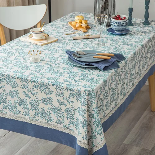 Vista 8 de GLORY SEASON Mantel rústico de tela de algodón sólido con bordes retro, manteles clásicos de lino con estampado de hojas de plantas, cubierta