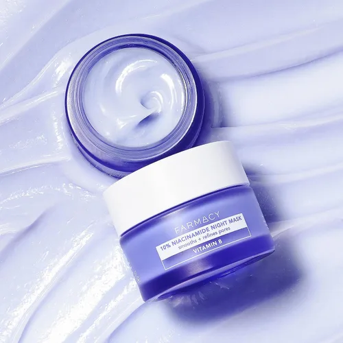 Vista 2 de Farmacy Máscara facial de niacinamida para la noche, máscara facial de refinación de poros con 10% de niacinamida, repone la barrera de humedad