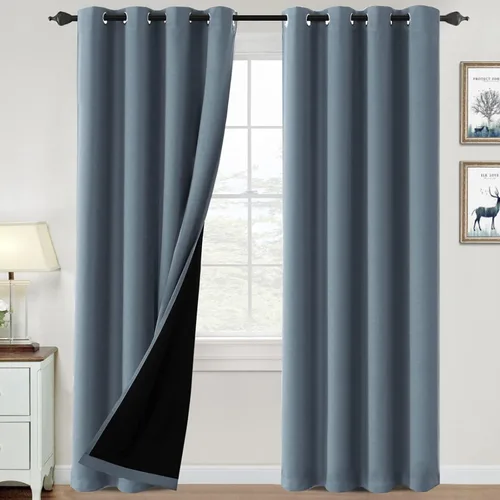 Vista 91 de H.VERSAILTEX Cortinas 100% de opacidad para dormitorio, con aislamiento térmico, cortinas opacas de 63 pulgadas de largo, cortinas de bloqueo