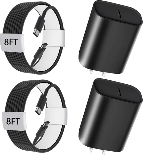 Vista 19 de Cargador para teléfono 17, 16, 15 Pro Max, carga rápida PD de 30 W, cable de carga para iPhone 17 de 6 pies (65 W/3 A), cable largo USB C con iPhone