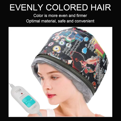 Vista 3 de Gorro eléctrico para el cabello, tratamiento térmico con vaporizador de spa, gorro nutritivo, control de temperatura ajustable, gorro suave