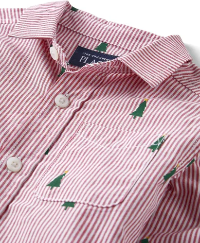 Vista 2 de The Children's Place Baby Boys' and Toddler Poplin Long Sleeve Button Down Shirt