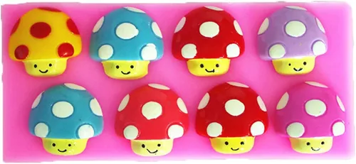 Vista 3 de Molde de silicona de 8 cavidades para hongos 3D para hacer dulces de fondant, moldes de chocolate, piruletas, postres, cubitos de hielo, goma