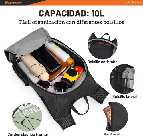 Vista 2 de SKYSPER Mochila de senderismo plegable - Mochilas de viaje transpirables pequeñas y ligeras de 10L/15L