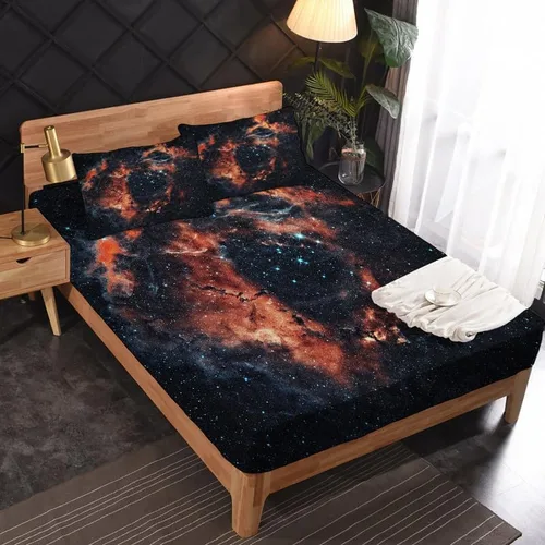 Vista 9 de Galaxy Sheets - Juego de sábanas de tamaño individual, sábanas de microfibra suave y bolsillo profundo, sábanas y fundas de almohada estampadas sin