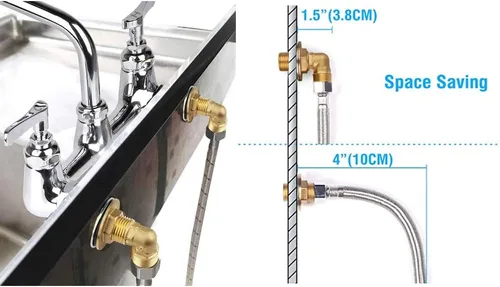 Vista 5 de Kit de instalación de grifo de montaje en pared comercial, juego de montaje en pared para grifo de cocina comercial de acero inoxidable y fregadero