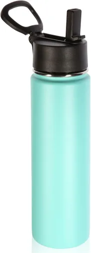 Vista 31 de Volhoply Botella de agua aislada de 24 onzas con tapa con popote, botellas deportivas de boca ancha de acero inoxidable con asa, tazas de vacío