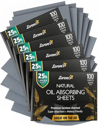 Vista 11 de Hojas de secado de aceite natural para cara con carbón de bambú, 25% más grandes, 1 unidad/100 hojas absorbentes de aceite aptas para maquillaje
