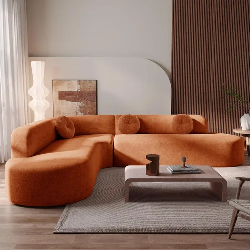 Vista 16 de Sofá Seccional Curvo de 106 pulgadas Sofá de Esponja con Chaise Lounge para Sala de Estar, Sofá Seccional Moderno en Forma de L, Sin Estructura