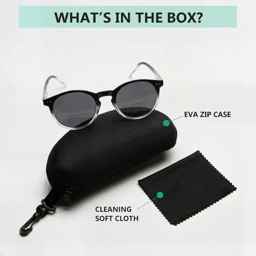 Vista 6 de Eyekepper Gafas de sol bifocales redondas con bisagras de resorte estilo agujero clave lectura bajo el sol lectores de lentes tintadas