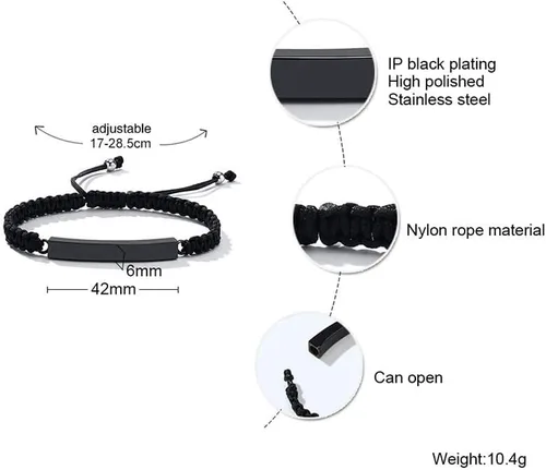 Vista 33 de Pulsera de urna personalizada para cenizas, recuerdos de joyería de cremación para mujeres y hombres, pulsera ajustable de cuerda tejida hecha a