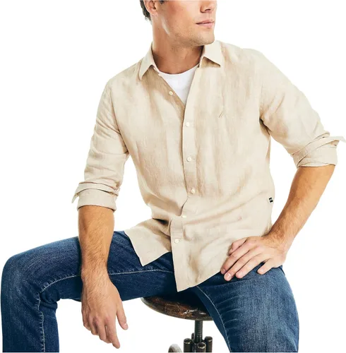 Vista 2 de Nautica Camisa de lino de ajuste clásico para hombre