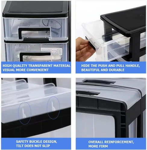 Vista 3 de Organizador de cajones de plástico de 2 niveles para escritorio, cosméticos, joyas, suministros de oficina, organización del hogar
