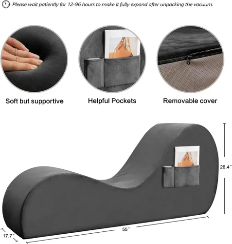 Vista 2 de Zenosyne Silla de yoga con funda lavable, bolsillos laterales, parte inferior antideslizante para dormitorio, silla de yoga para relajación