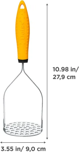 Vista 2 de Deiss PRO - Triturador de patatas de acero inoxidable resistente con mango de goma antideslizante, máquina de puré de mano para machacar sin