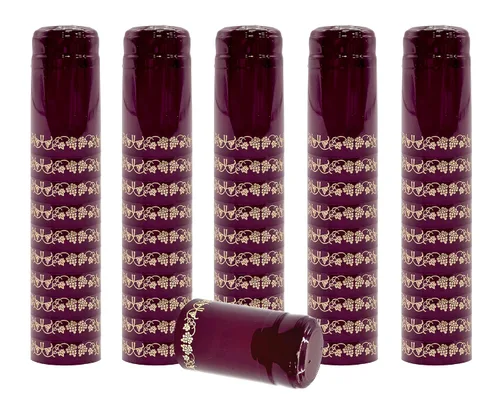 Vista 3 de Borgoña con uvas doradas PVC Shrink Capsules-500 Count