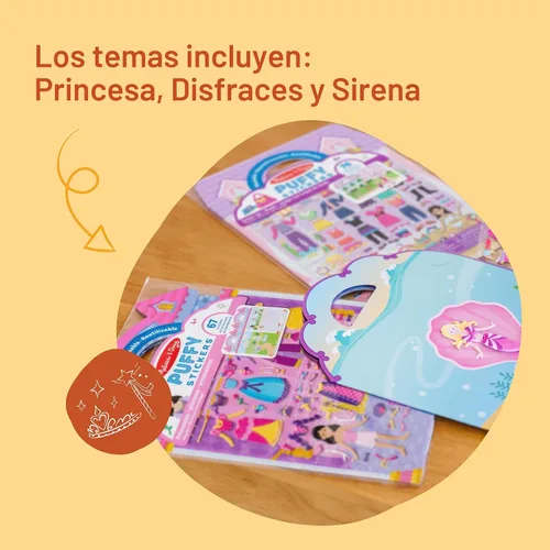Vista 6 de Melissa & Doug Princesa Puffy, juego de adhesivos, Combo de calcomanías infladas