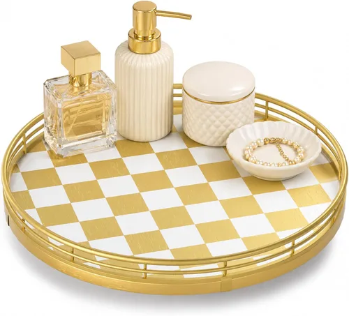 Vista 30 de Marble Lazy Susan - Tocadiscos para mesa, bandeja redonda de mármol de grano de madera antigua de 10 pulgadas para mesa de comedor, encimera de Negro