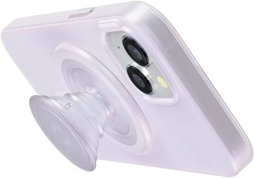 Vista 4 de PopSockets - Funda para iPhone 15 con agarre MagSafe, transparente Opalescente transparente