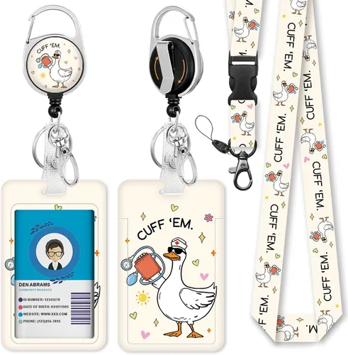 Vista 33 de Giancomics Soporte para tarjetas de identificación negro con cordón, cordones para insignias de identificación con carrete de insignia retráctil
