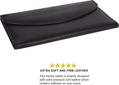 Vista 5 de Leatherboss - Cartera de cuero genuino para mujer, todo en uno, tarjetero de débito, Negro -, Cartera con tarjetero