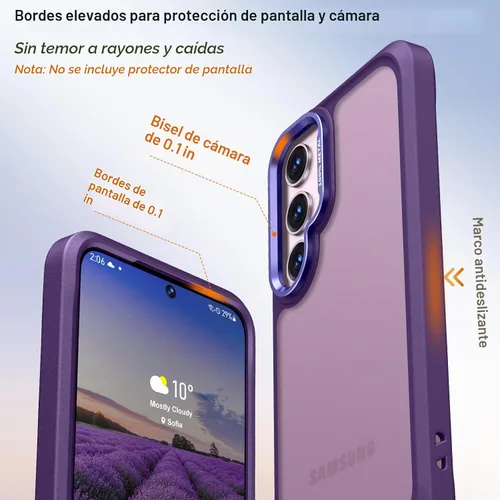 Vista 5 de Rayboen Funda mate para Samsung Galaxy S23, color morado Púrpura mate
