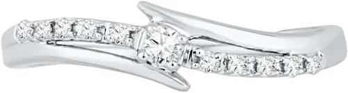 Vista 2 de Anillo de compromiso de oro blanco de 10 quilates con diamantes redondos (0,12 cttw)