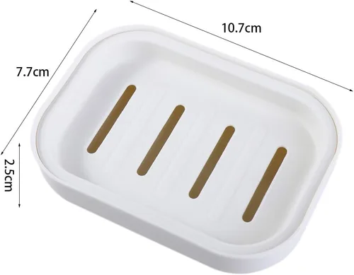 Vista 2 de 4 platos de drenaje de jabón de plástico, soporte de jabón de doble capa, caja de jabón de baño, contenedor de jabón, bandeja de esponja de cocina
