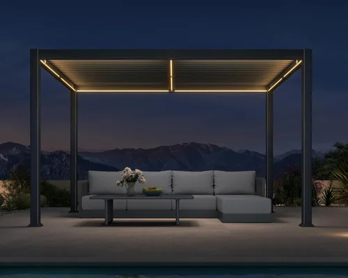 Vista 20 de PURPLE LEAF Pérgola con listones 92KS de 8 x 10 pies con tira LED regulable solar integrada, techo ajustable de aluminio a prueba de lluvia