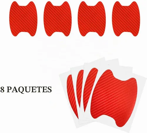 Vista 5 de 8 unidades de calcomanías para manija de puerta de coche, protector de copa de puerta de coche de fibra de carbono antiarañazos, película protectora