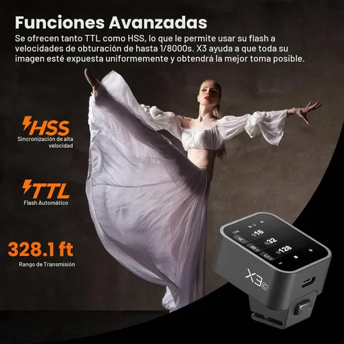 Vista 2 de Godox Disparador de flash inalámbrico X3C X3-C TTL para cámara Canon, transmisor de flash inalámbrico de pantalla táctil 2.4G, compatible con TTL