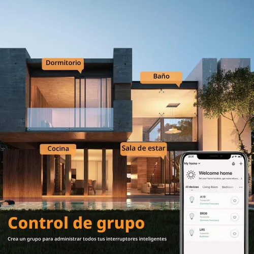 Vista 5 de Interruptor inteligente, interruptor de luz inteligente WiFi compatible con Amazon Alexa y Google Home, necesita cable neutro, con control remoto