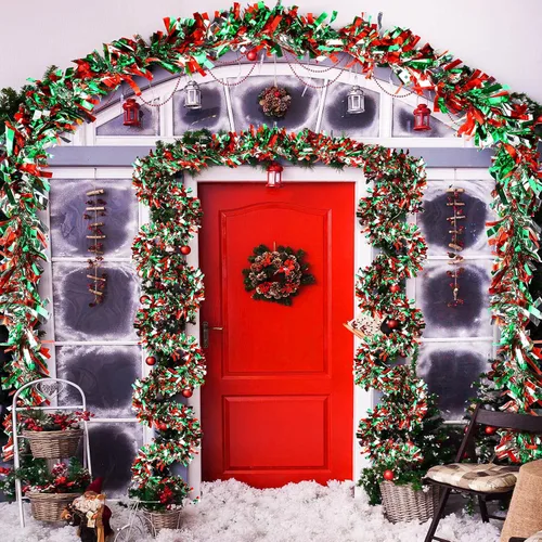 Vista 5 de Guirnalda de oropel de Navidad de 39.4 pies con torsión metálica brillante para colgar en el árbol de Navidad, suministros de fiesta, decoración