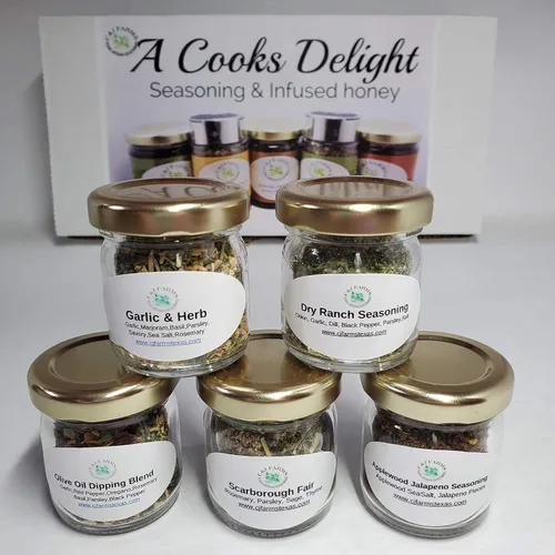 Vista 6 de C&J Farms Texas Gourmet Artisan Seasonings A Cook's Delight - Juego de regalo de 10 piezas, caja de muestras variadas, incluye muestra de especias