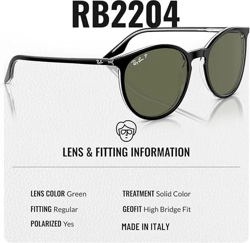Vista 4 de Ray-Ban RB2204 Phantos - Gafas de sol en forma para hombre y mujer con kit oficial de gafas RAYBAN