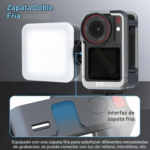 Vista 5 de FiTSTILL Funda protectora de metal para DJI Osmo Action 5 Pro/Action 4/Action 3, carcasa rígida protectora antiarañazos con cubierta para lente