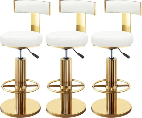 Vista 16 de FUNROLUX Gold Bar Stools, Adjustable Swivel Counter Height Barstools Black Negro