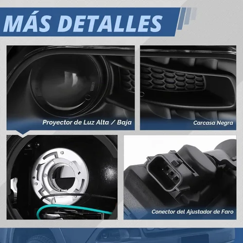 Vista 3 de Auto Dynasty Conjunto de faros LED DRL compatibles con Jeep Cherokee 2014-2018, 4 pares de faros halógenos de repuesto con tira de luz