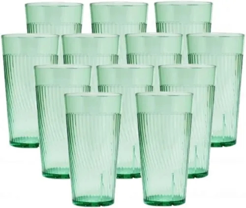 Vista 11 de TrueCraftware - Juego de 12 vasos Belice de policarbonato azul de 8 onzas. Vasos de té helado de alta calidad, apilables, reutilizables, aptos